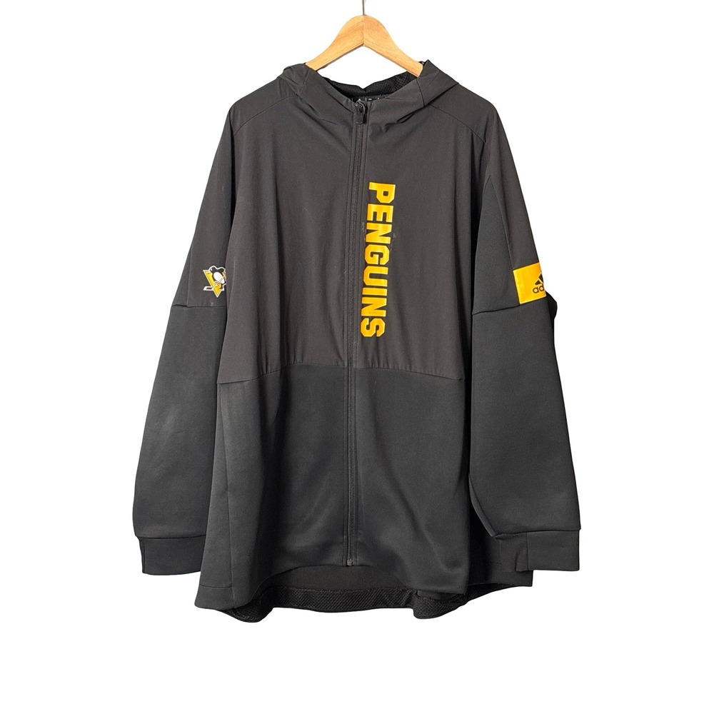 Adidas Pittsburgh Penguins NHL Full Zip Hoodie Mens 3XL Black Yellow Polyester